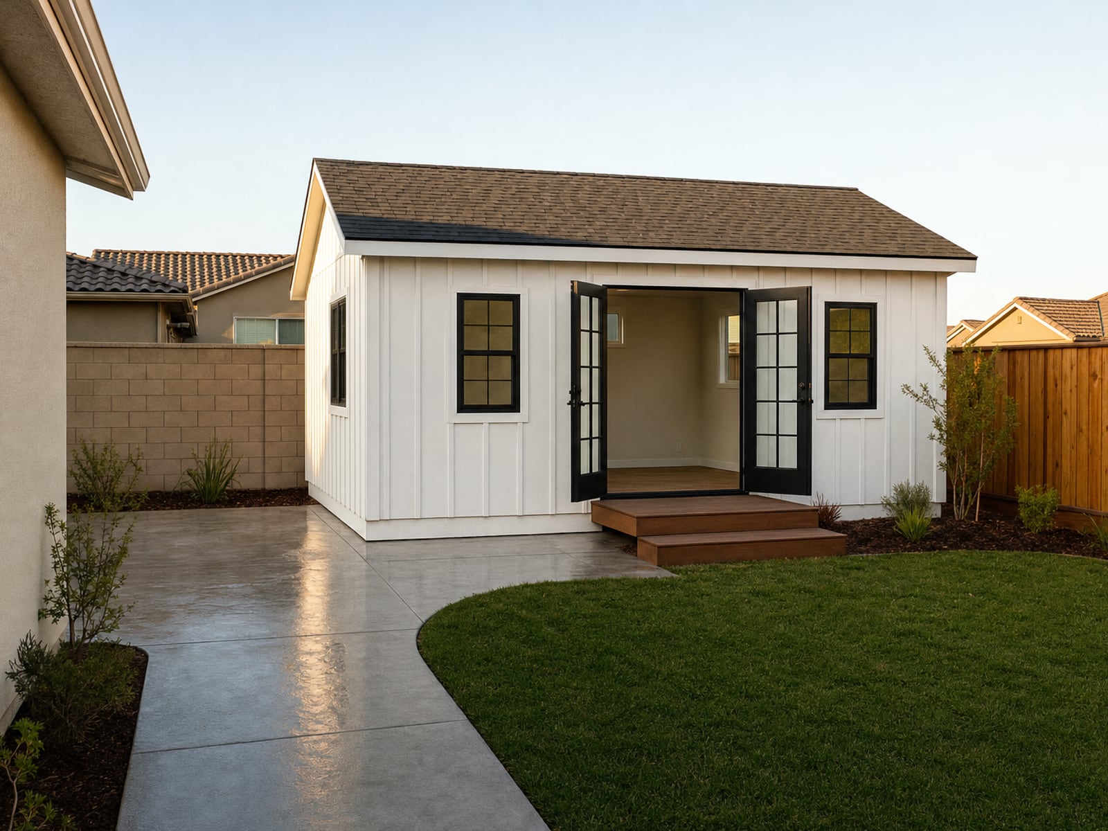 Backyard Bonus Room: Backyard bonus room with French doors