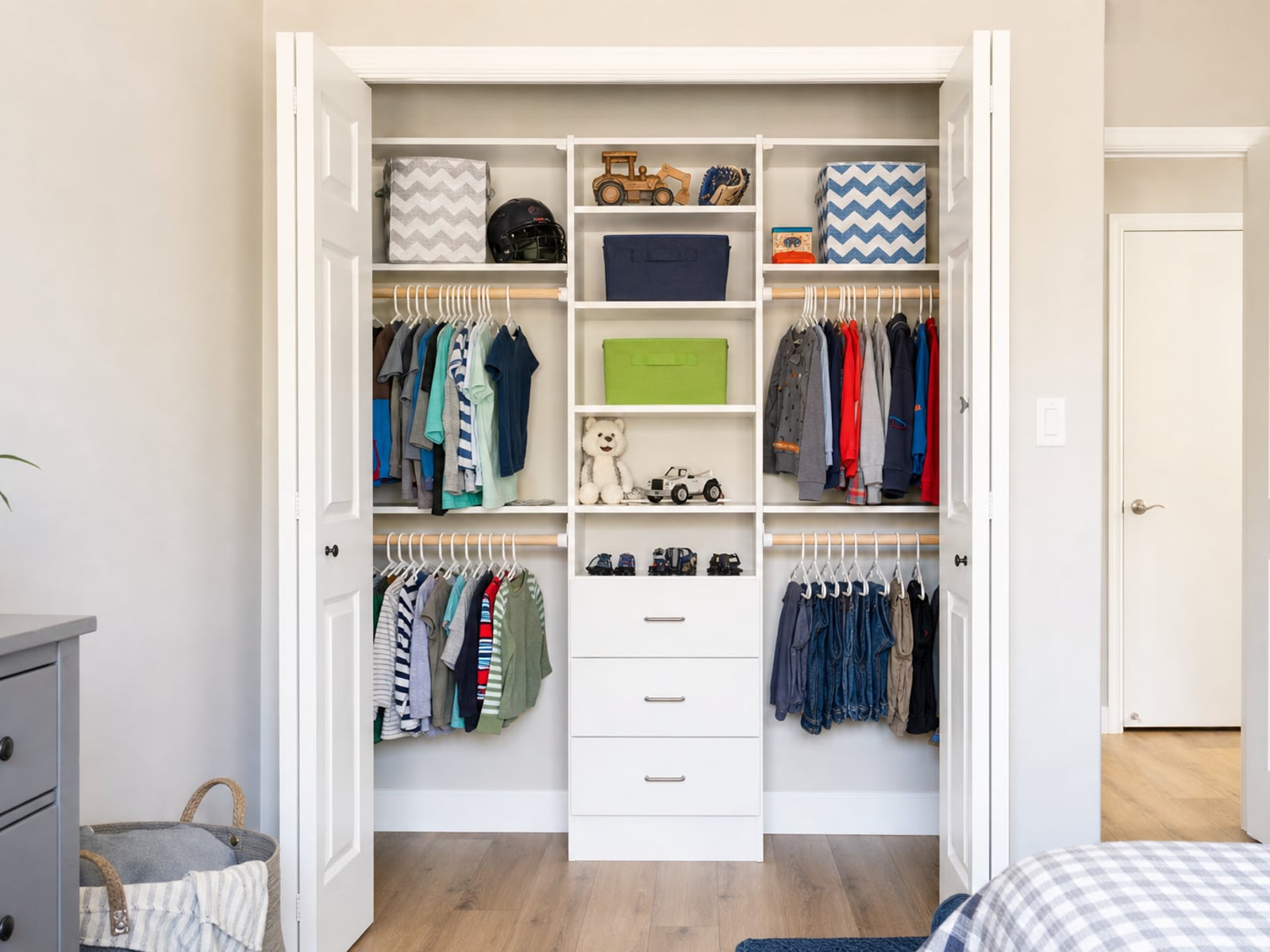 Kids Closet: Kids closet with bins